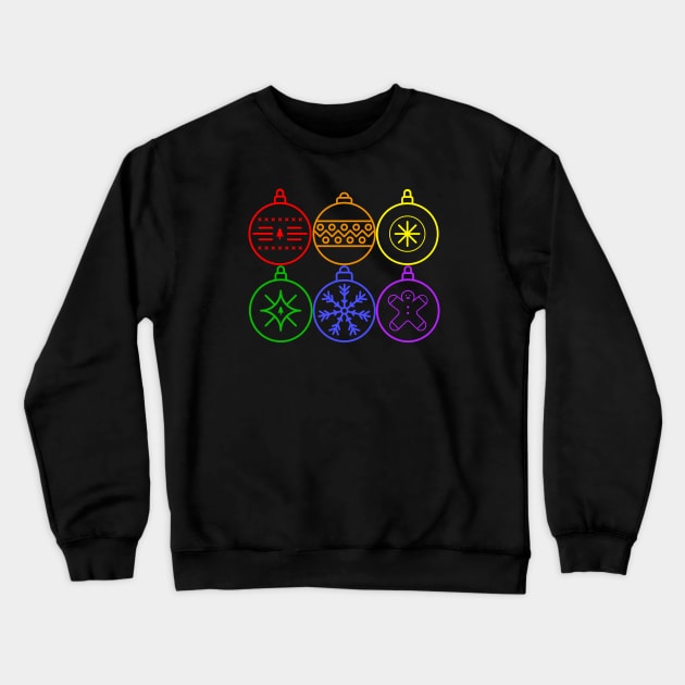 Rainbow Gay Pride Christmas Ornaments Crewneck Sweatshirt by Muzehack